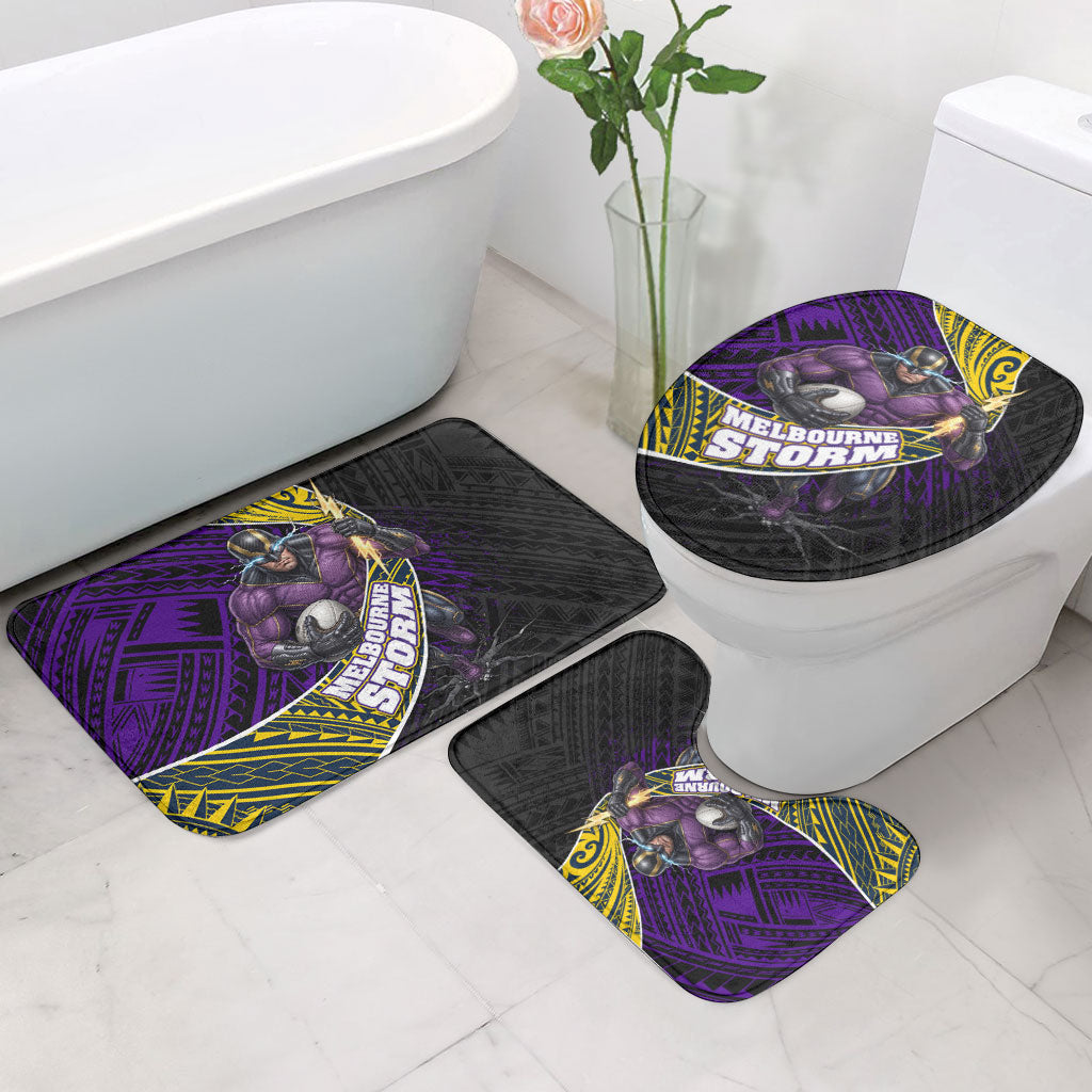 Melbourne Storm Rugby Bathroom Set Tribal Polynesian Power Art - Lightning Mascot