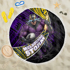 Melbourne Storm Rugby Beach Blanket Tribal Polynesian Power Art - Lightning Mascot