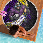 Melbourne Storm Rugby Beach Blanket Tribal Polynesian Power Art - Lightning Mascot