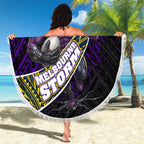 Melbourne Storm Rugby Beach Blanket Tribal Polynesian Power Art - Lightning Mascot