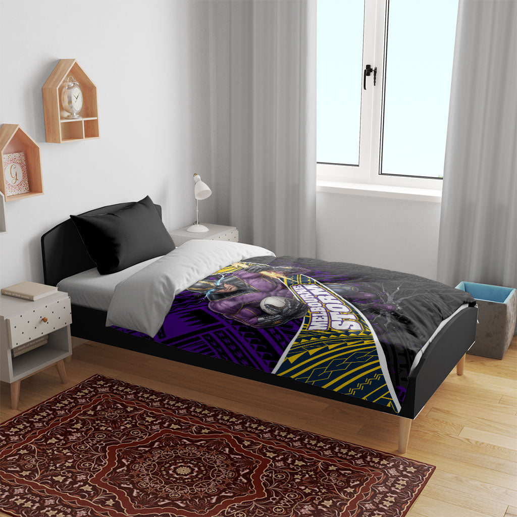 Melbourne Storm Rugby Bedding Set Tribal Polynesian Power Art - Lightning Mascot
