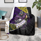 Melbourne Storm Rugby Blanket Tribal Polynesian Power Art - Lightning Mascot