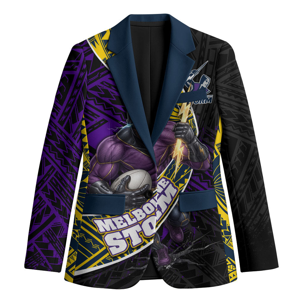 Melbourne Storm Rugby Blazer Tribal Polynesian Power Art - Lightning Mascot