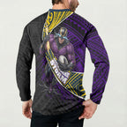 Melbourne Storm Rugby Button Sweatshirt Tribal Polynesian Power Art - Lightning Mascot