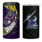 Melbourne Storm Rugby 4 in 1 Can Cooler Tumbler Tribal Polynesian Power Art - Lightning Mascot