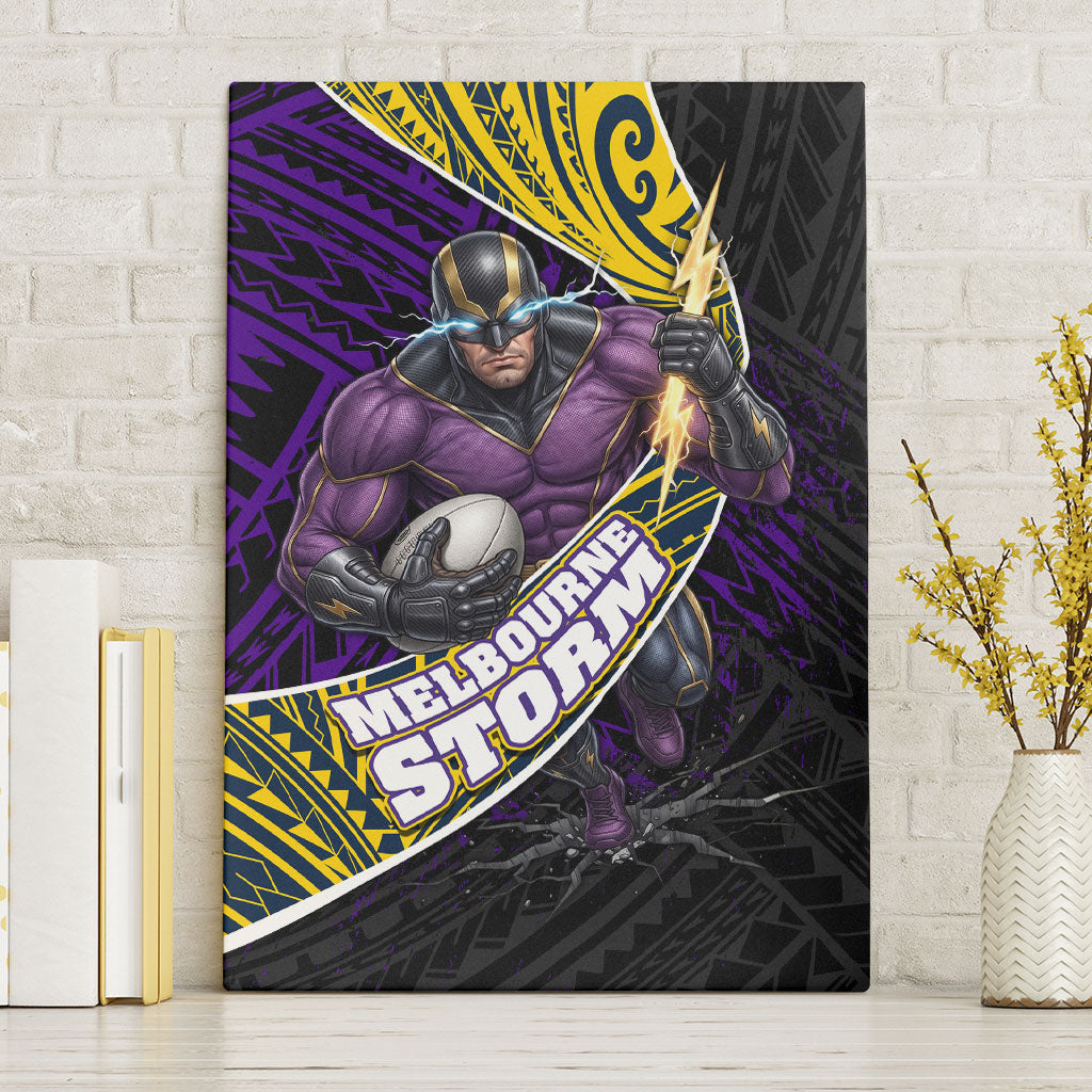 Melbourne Storm Rugby Canvas Wall Art Tribal Polynesian Power Art - Lightning Mascot