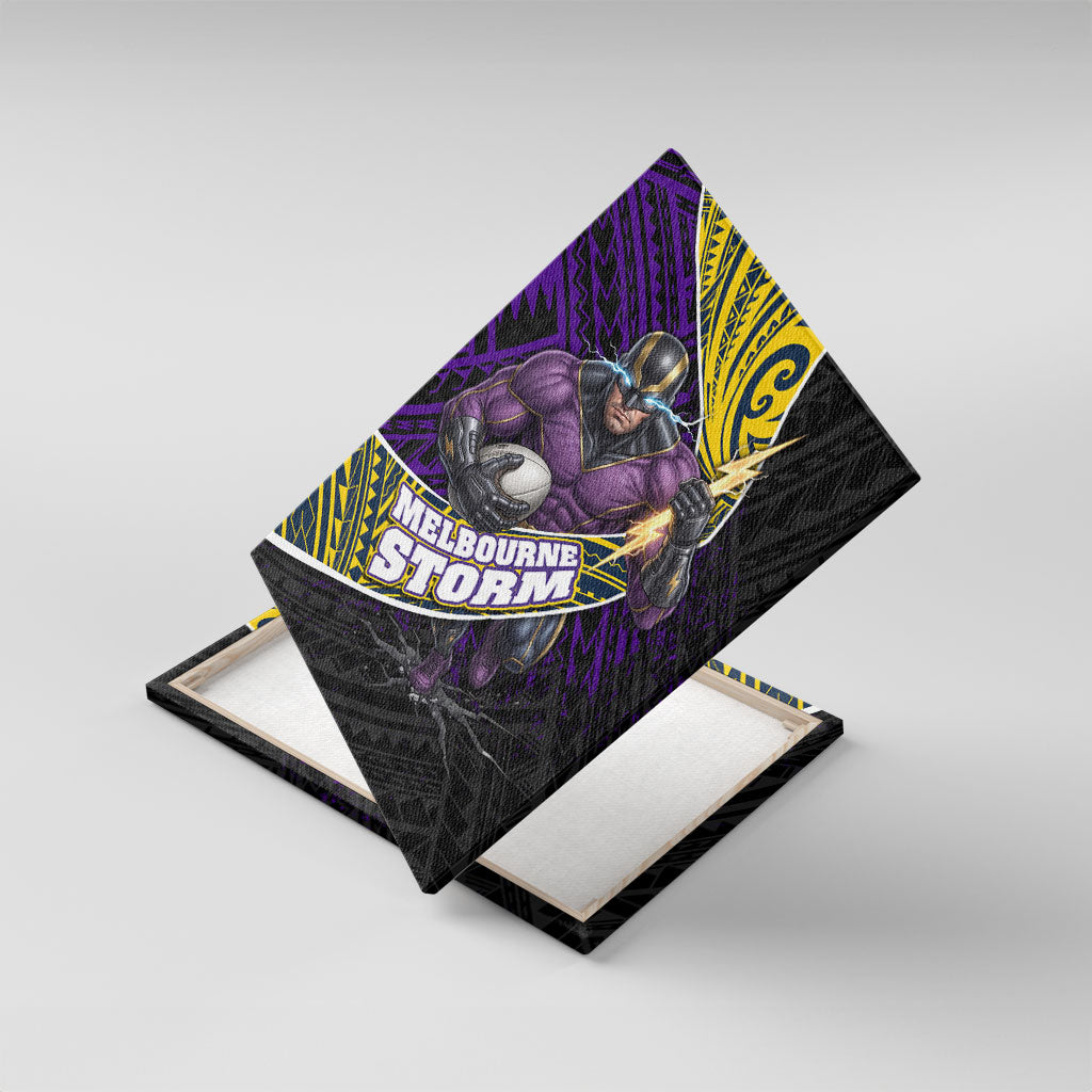 Melbourne Storm Rugby Canvas Wall Art Tribal Polynesian Power Art - Lightning Mascot