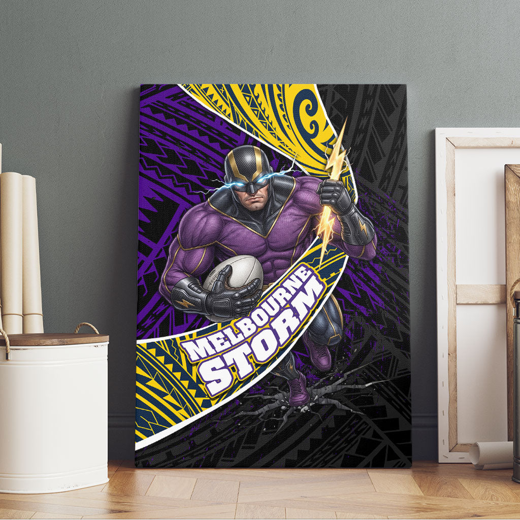 Melbourne Storm Rugby Canvas Wall Art Tribal Polynesian Power Art - Lightning Mascot