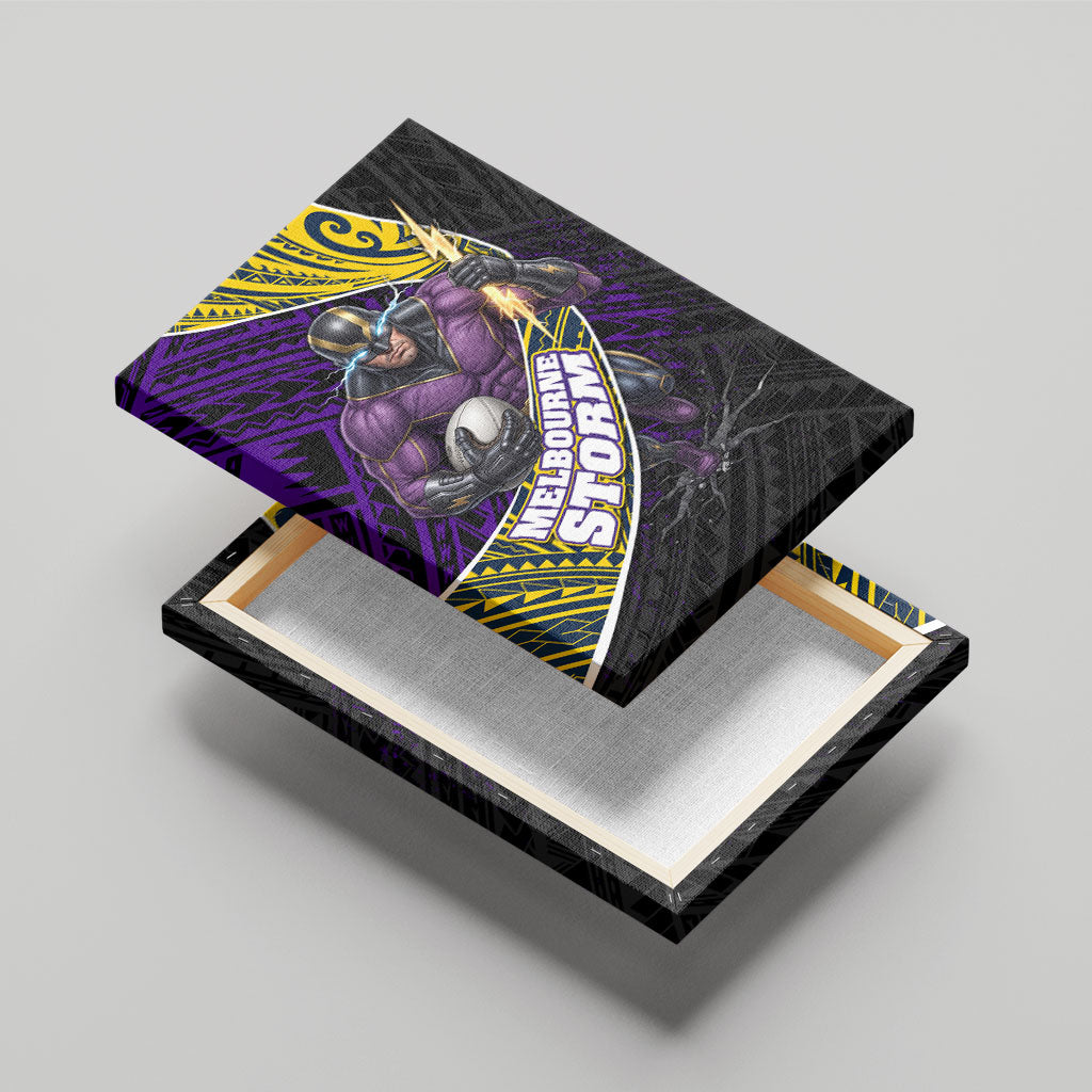 Melbourne Storm Rugby Canvas Wall Art Tribal Polynesian Power Art - Lightning Mascot
