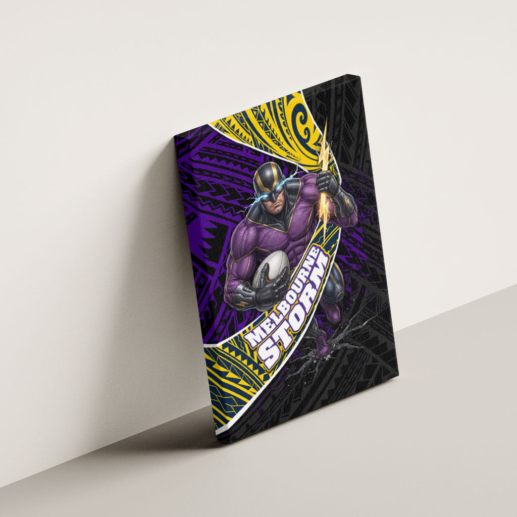 Melbourne Storm Rugby Canvas Wall Art Tribal Polynesian Power Art - Lightning Mascot