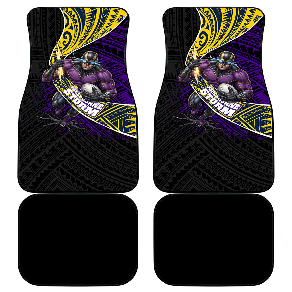 Melbourne Storm Rugby Car Mats Tribal Polynesian Power Art - Lightning Mascot