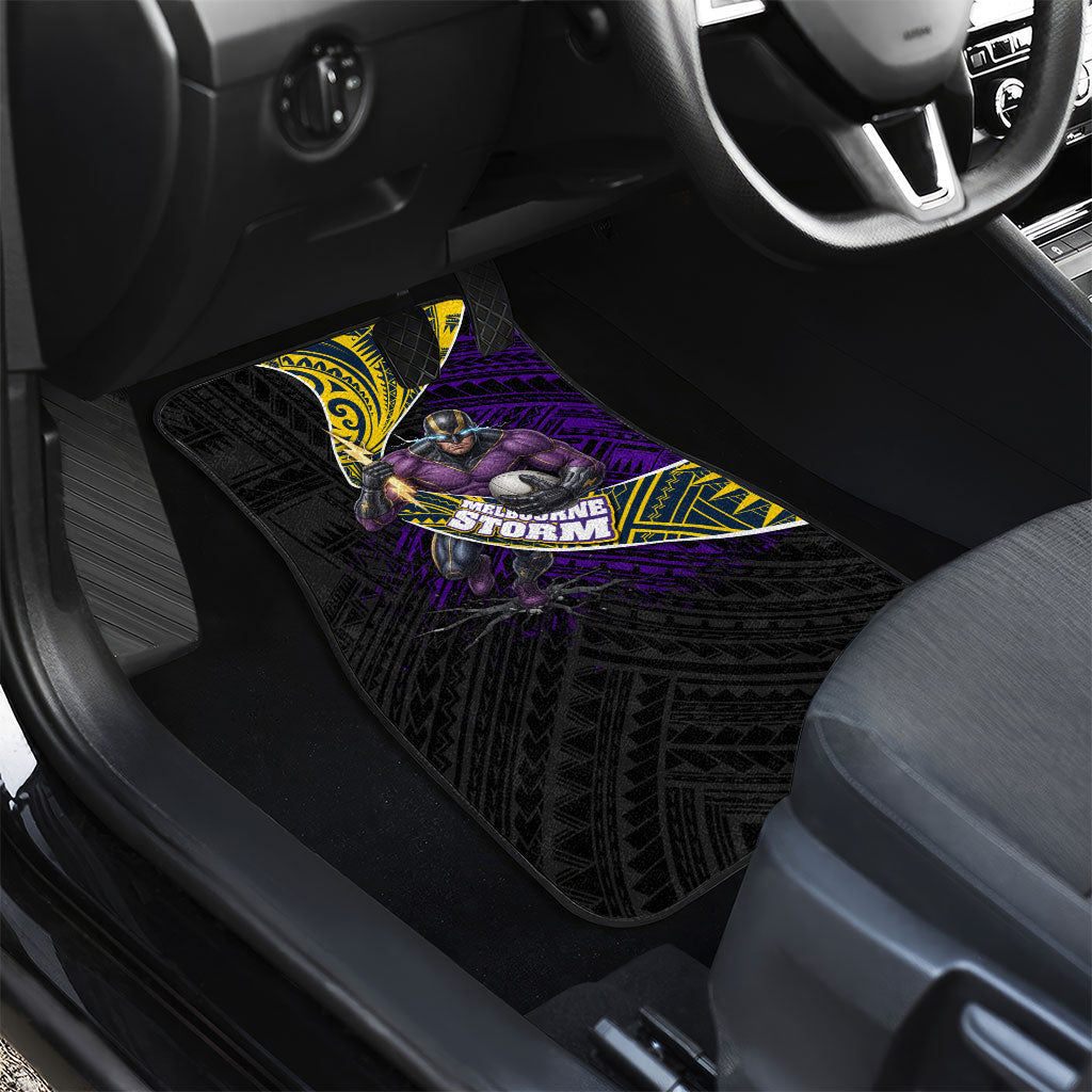 Melbourne Storm Rugby Car Mats Tribal Polynesian Power Art - Lightning Mascot