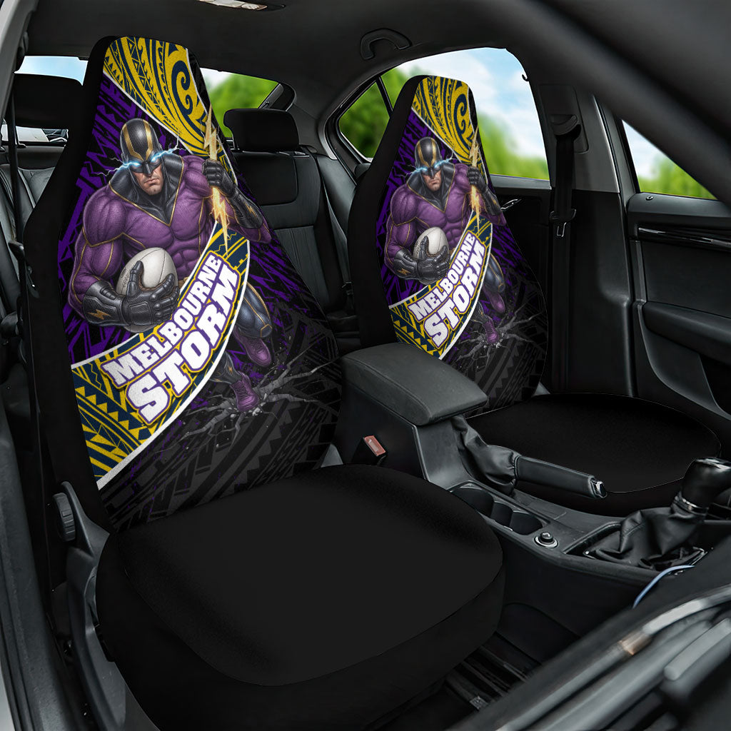 Melbourne Storm Rugby Car Seat Cover Tribal Polynesian Power Art - Lightning Mascot