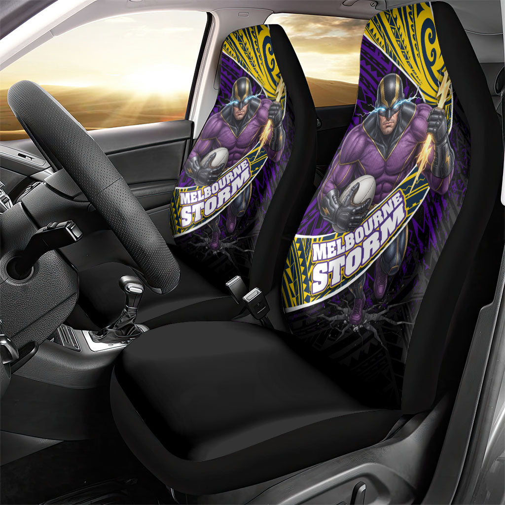 Melbourne Storm Rugby Car Seat Cover Tribal Polynesian Power Art - Lightning Mascot