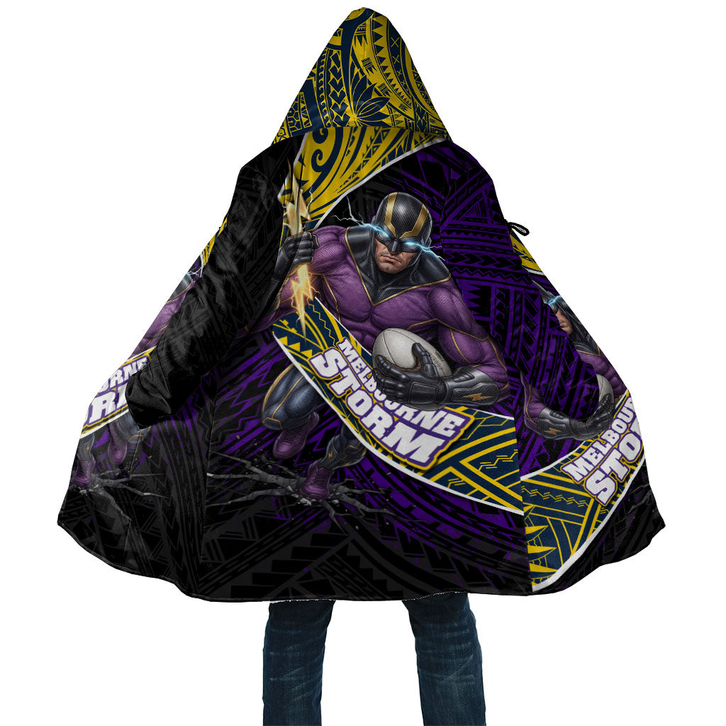Melbourne Storm Rugby Cloak Tribal Polynesian Power Art - Lightning Mascot