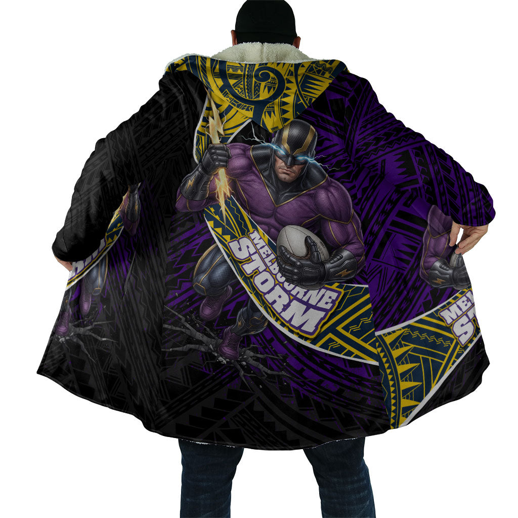 Melbourne Storm Rugby Cloak Tribal Polynesian Power Art - Lightning Mascot