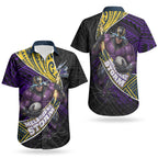 Melbourne Storm Rugby Couples Matching Off Shoulder Maxi Dress and Hawaiian Shirt Tribal Polynesian Power Art - Lightning Mascot