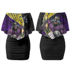 Melbourne Storm Rugby Couples Matching Off Shoulder Short Dress and Hawaiian Shirt Tribal Polynesian Power Art - Lightning Mascot