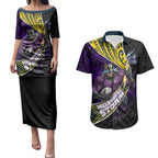 Melbourne Storm Rugby Couples Matching Puletasi and Hawaiian Shirt Tribal Polynesian Power Art - Lightning Mascot