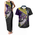 Melbourne Storm Rugby Couples Matching Tank Maxi Dress and Hawaiian Shirt Tribal Polynesian Power Art - Lightning Mascot