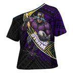 Melbourne Storm Rugby Cross Shoulder Shirt Tribal Polynesian Power Art - Lightning Mascot