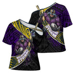 Melbourne Storm Rugby Cross Shoulder Shirt Tribal Polynesian Power Art - Lightning Mascot
