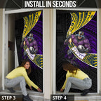 Melbourne Storm Rugby Door Cover Tribal Polynesian Power Art - Lightning Mascot