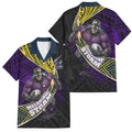 Melbourne Storm Rugby Family Matching Off Shoulder Maxi Dress and Hawaiian Shirt Tribal Polynesian Power Art - Lightning Mascot