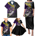 Melbourne Storm Rugby Family Matching Puletasi and Hawaiian Shirt Tribal Polynesian Power Art - Lightning Mascot