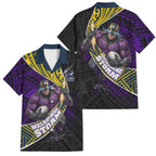 Melbourne Storm Rugby Family Matching Short Sleeve Bodycon Dress and Hawaiian Shirt Tribal Polynesian Power Art - Lightning Mascot