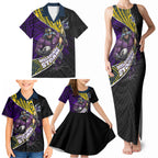 Melbourne Storm Rugby Family Matching Tank Maxi Dress and Hawaiian Shirt Tribal Polynesian Power Art - Lightning Mascot