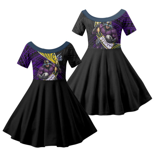 Melbourne Storm Rugby Family Matching Tank Maxi Dress and Hawaiian Shirt Tribal Polynesian Power Art - Lightning Mascot