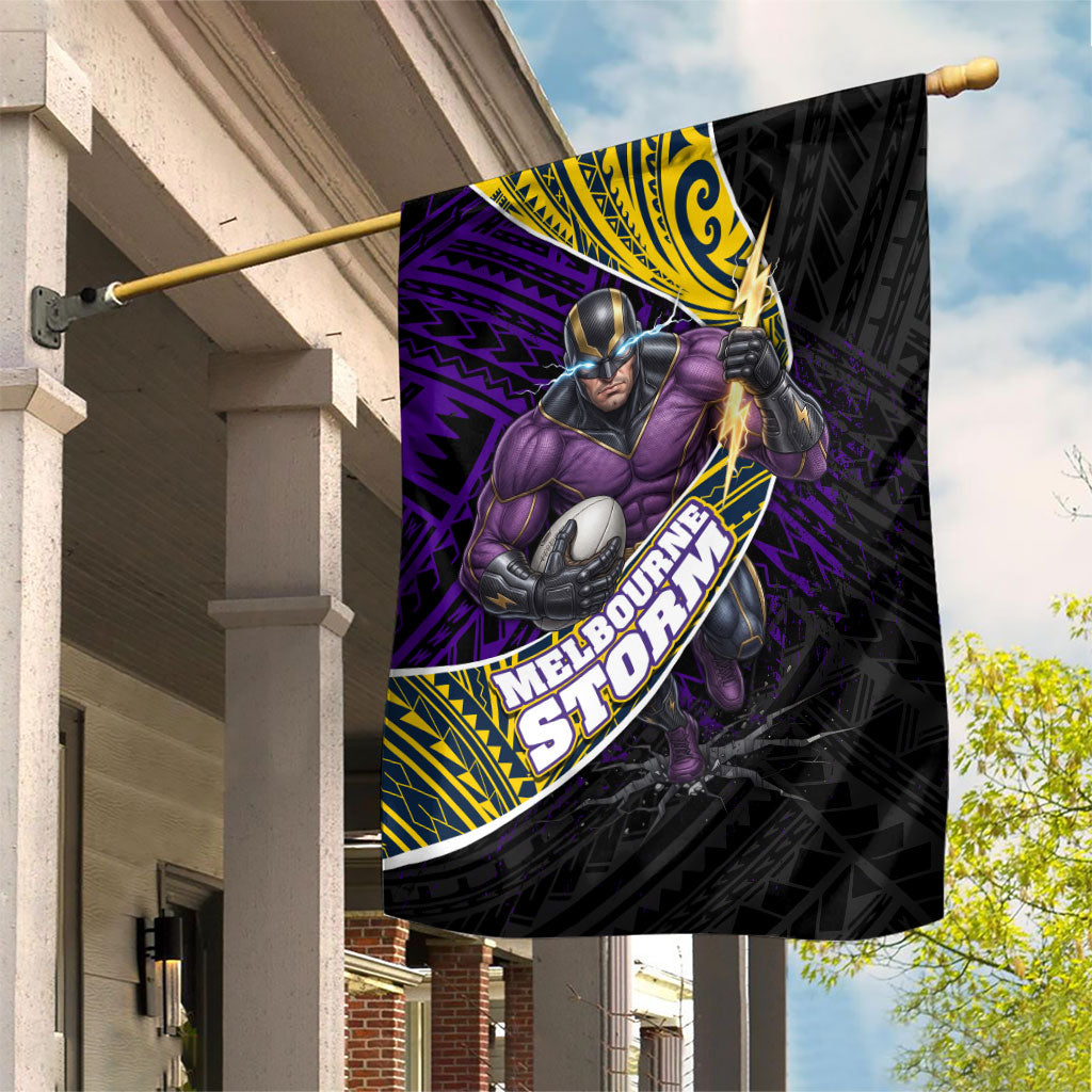 Melbourne Storm Rugby Garden Flag Tribal Polynesian Power Art - Lightning Mascot