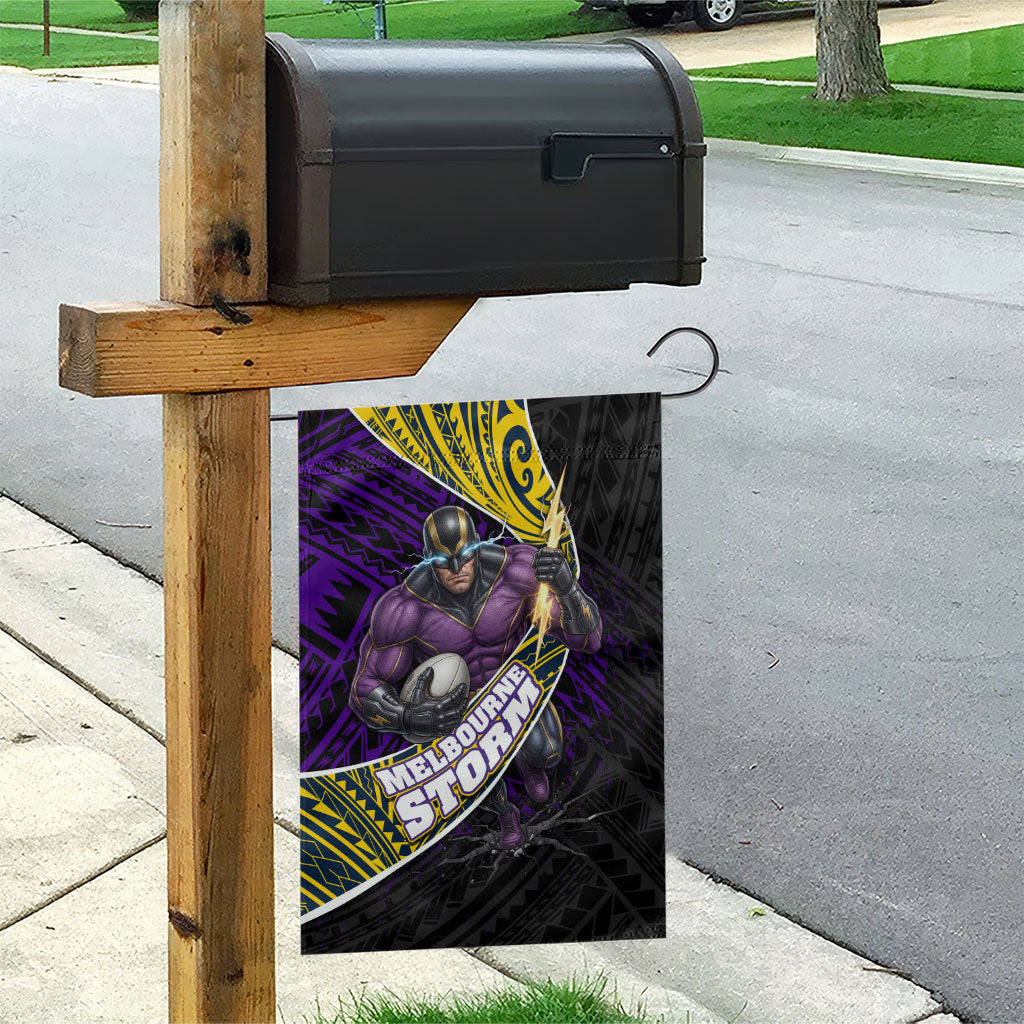 Melbourne Storm Rugby Garden Flag Tribal Polynesian Power Art - Lightning Mascot