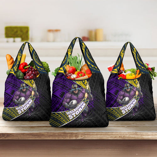 Melbourne Storm Rugby Grocery Bag Tribal Polynesian Power Art - Lightning Mascot