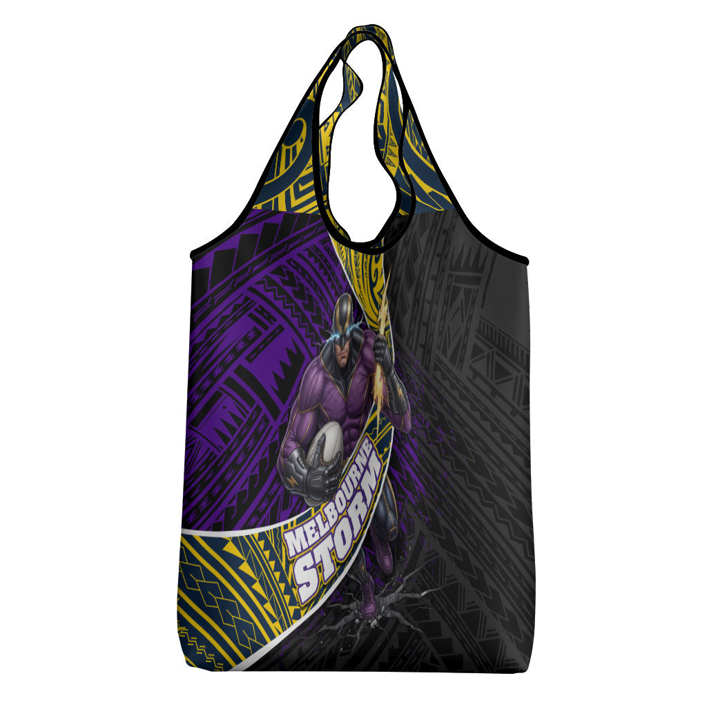 Melbourne Storm Rugby Grocery Bag Tribal Polynesian Power Art - Lightning Mascot
