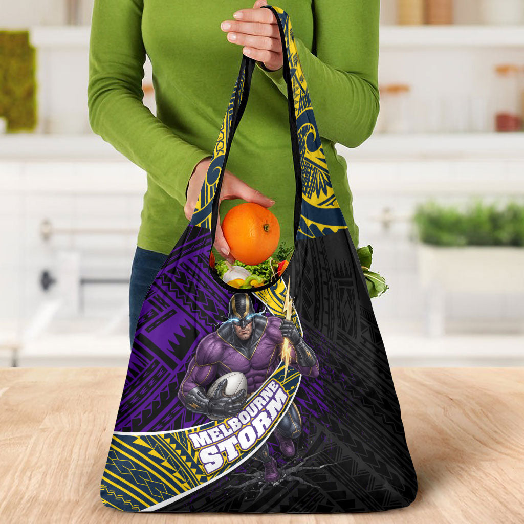 Melbourne Storm Rugby Grocery Bag Tribal Polynesian Power Art - Lightning Mascot