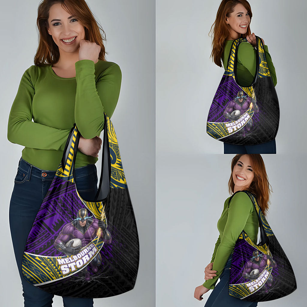 Melbourne Storm Rugby Grocery Bag Tribal Polynesian Power Art - Lightning Mascot