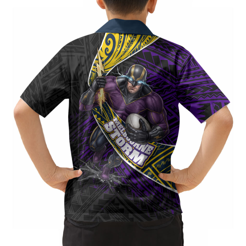 Melbourne Storm Rugby Hawaiian Shirt Tribal Polynesian Power Art - Lightning Mascot