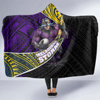 Melbourne Storm Rugby Hooded Blanket Tribal Polynesian Power Art - Lightning Mascot