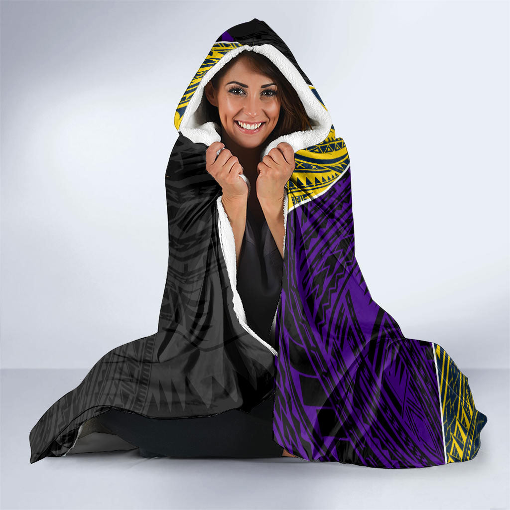 Melbourne Storm Rugby Hooded Blanket Tribal Polynesian Power Art - Lightning Mascot