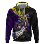 Melbourne Storm Rugby Hoodie Tribal Polynesian Power Art - Lightning Mascot