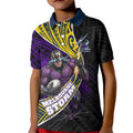 Melbourne Storm Rugby Kid Polo Shirt Tribal Polynesian Power Art - Lightning Mascot
