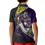 Melbourne Storm Rugby Kid Polo Shirt Tribal Polynesian Power Art - Lightning Mascot