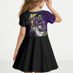 Melbourne Storm Rugby Kid Short Sleeve Dress Tribal Polynesian Power Art - Lightning Mascot