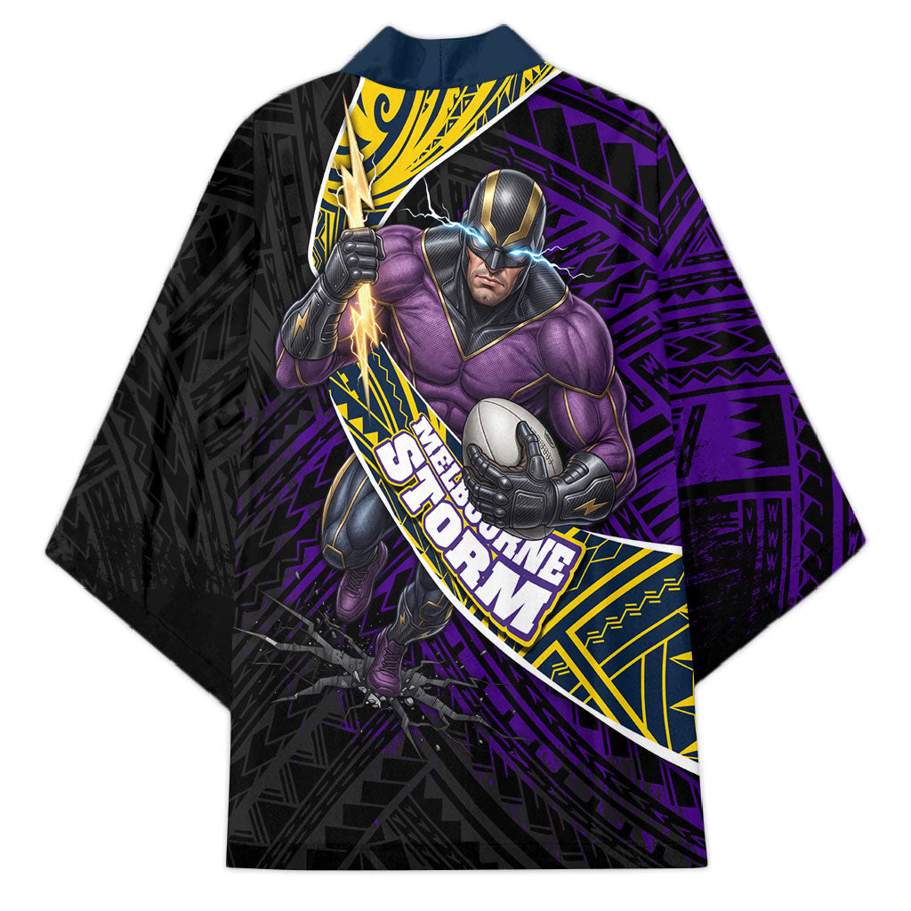 Melbourne Storm Rugby Kimono Tribal Polynesian Power Art - Lightning Mascot