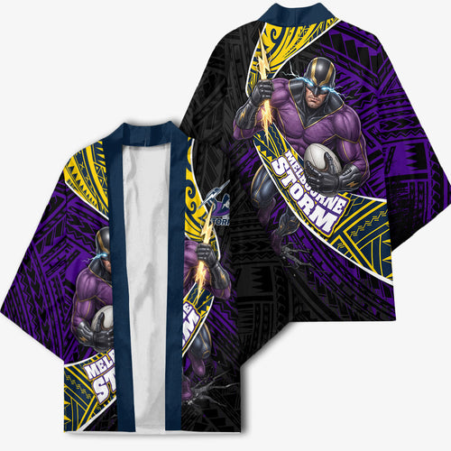 Melbourne Storm Rugby Kimono Tribal Polynesian Power Art - Lightning Mascot