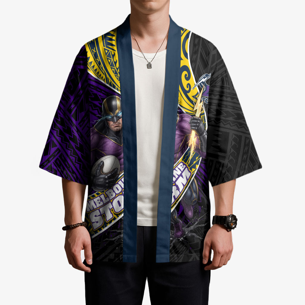 Melbourne Storm Rugby Kimono Tribal Polynesian Power Art - Lightning Mascot