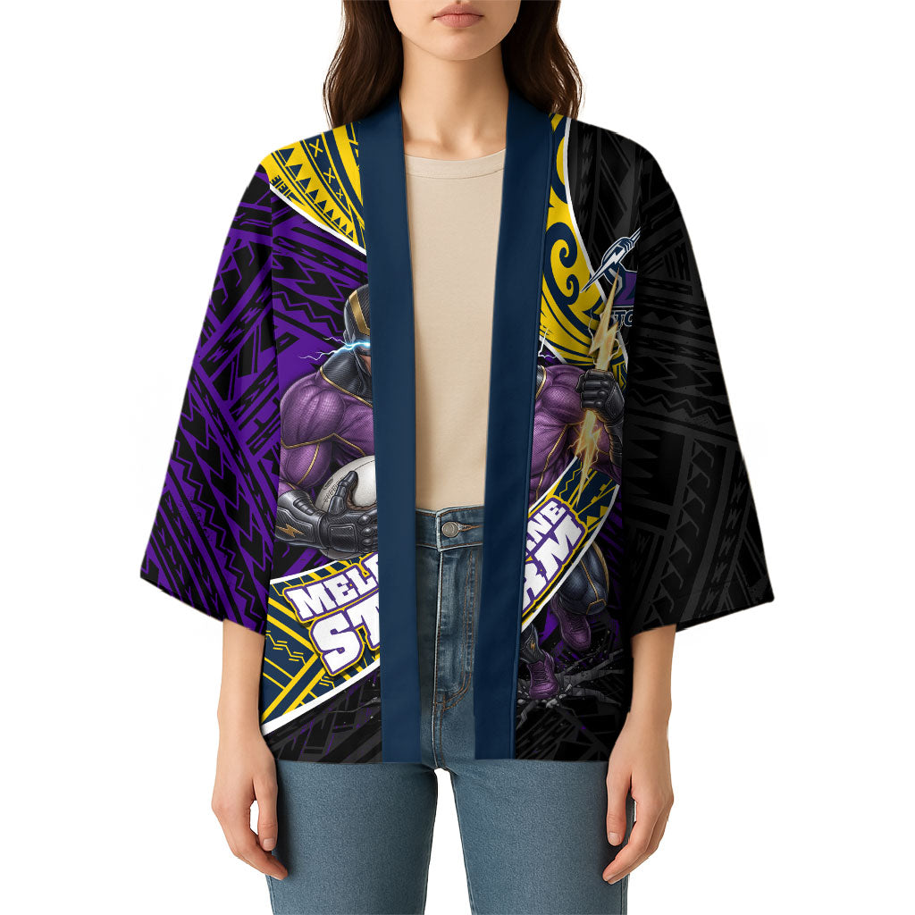 Melbourne Storm Rugby Kimono Tribal Polynesian Power Art - Lightning Mascot