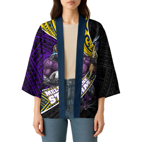 Melbourne Storm Rugby Kimono Tribal Polynesian Power Art - Lightning Mascot